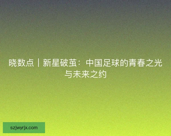 晓数点｜新星破茧：中国足球的青春之光与未来之约